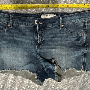 Torrid Blue Denim Frayed Shorts 3 inch inseam size 20